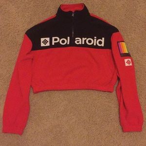 Red Polaroid Crop Sweatshirt
